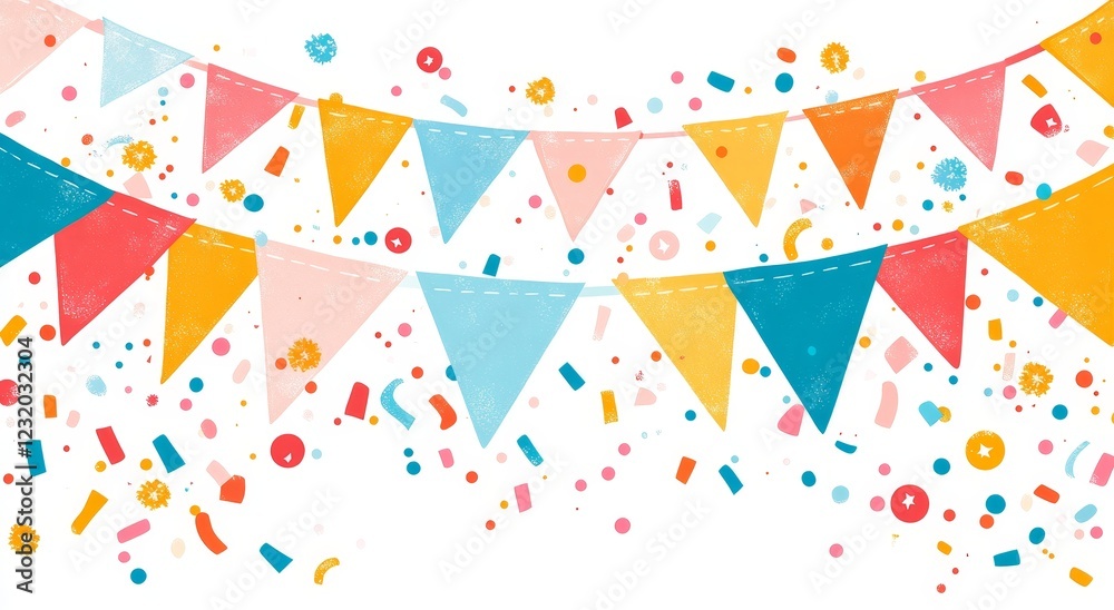 Festive bunting with confetti. Festive bunting with confetti.