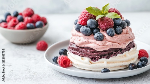 Wallpaper Mural Delicious Raspberry and Blueberry Pavlova Dessert with Fresh Berries Torontodigital.ca