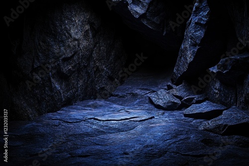 Wallpaper Mural Dark cave interior, lit rocks, empty space, product display Torontodigital.ca