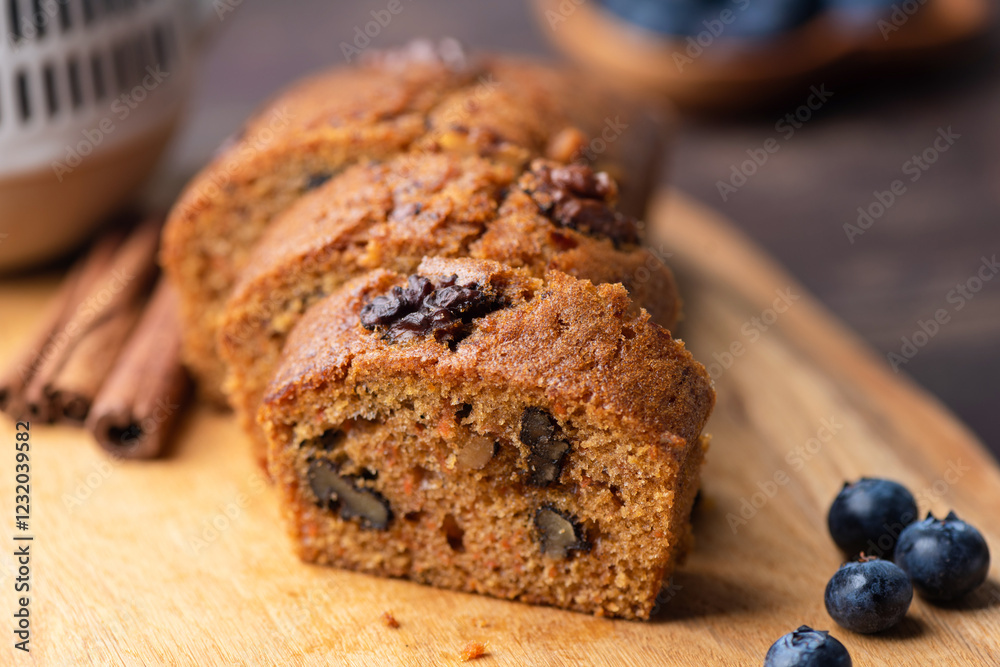 Delicious gingerbread cake with walnuts and blueberries. Whole wheat vegan gingerbread cake Delicious gingerbread cake with walnuts and blueberries. Whole wheat vegan gingerbread cake