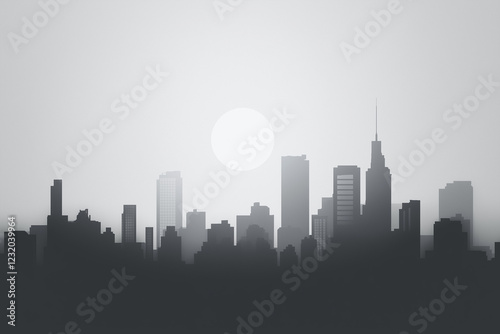 Wallpaper Mural illustration of city silhouette with buildings Torontodigital.ca