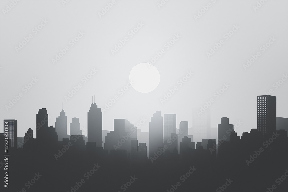 Naklejka premium illustration of city silhouette with buildings