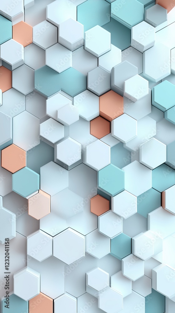 Geometric harmony of hexagons in pastel colors creating a modern, artistic background design for various creative projects. Generative AI Geometric harmony of hexagons in pastel colors creating a modern, artistic background design for various creative projects. Generative AI