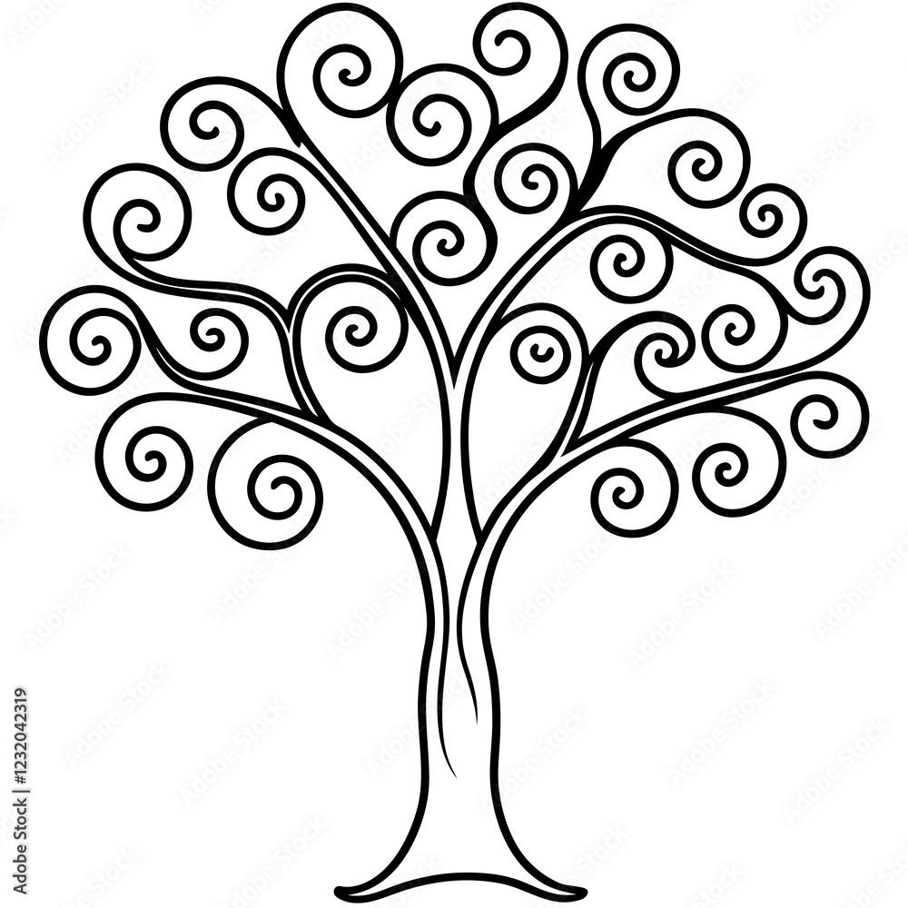 Elegant Twisting Tree Vector Design Elegant Twisting Tree Vector Design