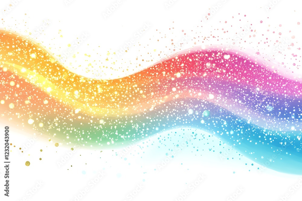 Abstract Rainbow Wave Background with Glittering Particles