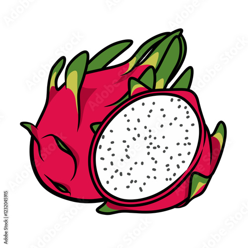 White dragon fruit isolated on white background