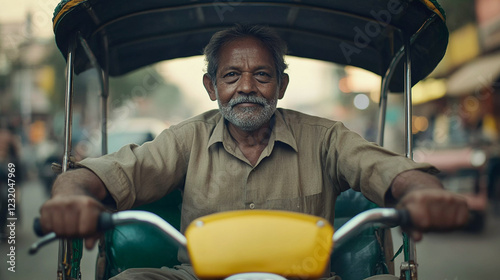 Portrait of rickshaw driver in india