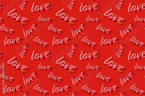 Seamless pattern with random Love letters, Valentine's Day red wallpaper