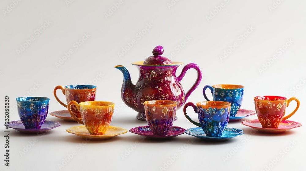 Colorful Tea Set Studio Shot, White Background (1) Colorful Tea Set Studio Shot, White Background (1)