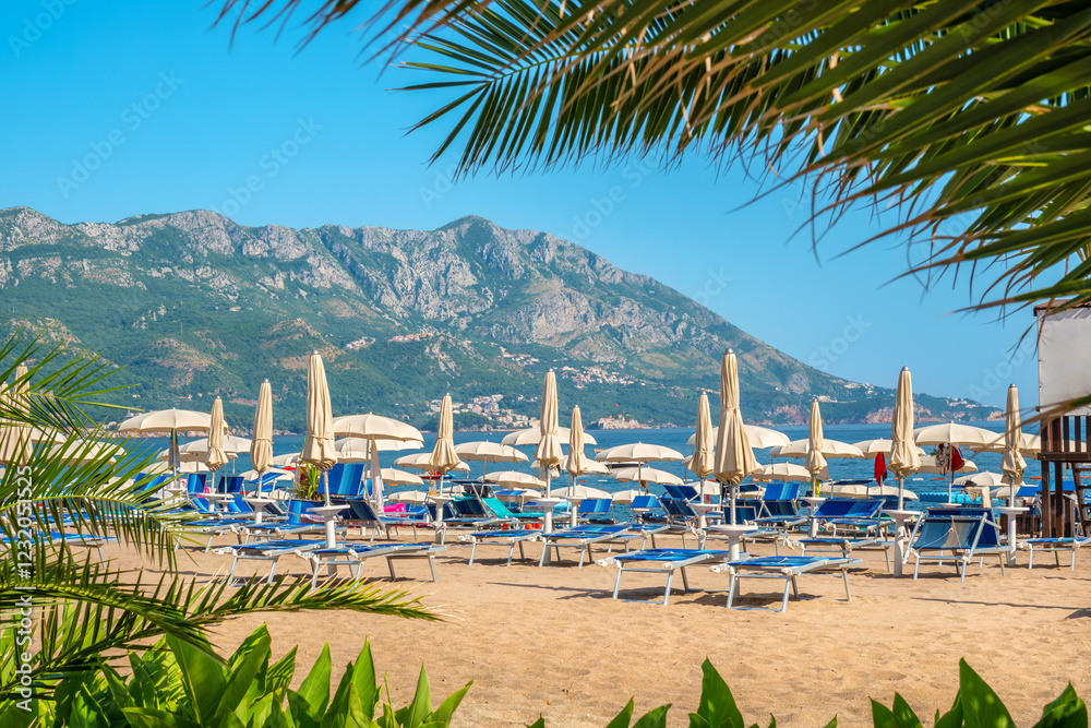 Beach in Becici view. Montenegro