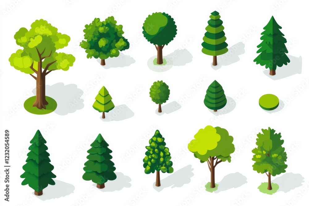 Fototapeta premium A collection of flat design Christmas trees