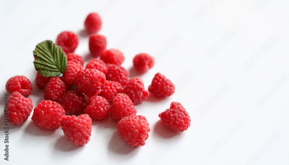 fresh red raspberries scattered on a white background minimalistic composition with vibrant berries isolated with copy space for text organic and healthy fruit clean and modern food photography fresh red raspberries scattered on a white background minimalistic composition with vibrant berries isolated with copy space for text organic and healthy fruit clean and modern food photography
