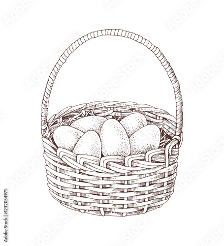 Easter basket with colorful eggs