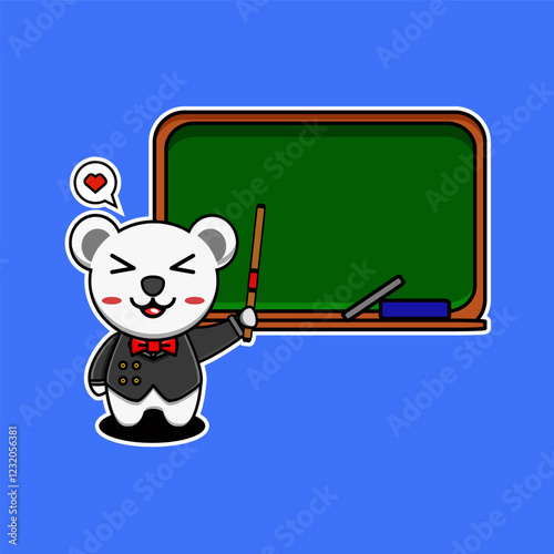vector illustration of teacher snow bear mascot