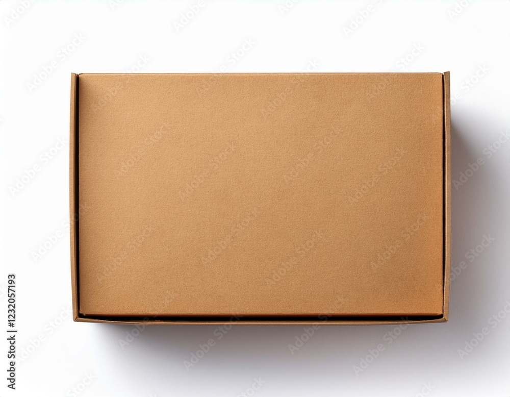 top view of a rectangular brown paper box with a lid isolated on white background top view of a rectangular brown paper box with a lid isolated on white background