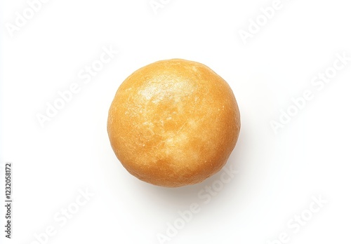 Single round golden-brown bread roll on white.