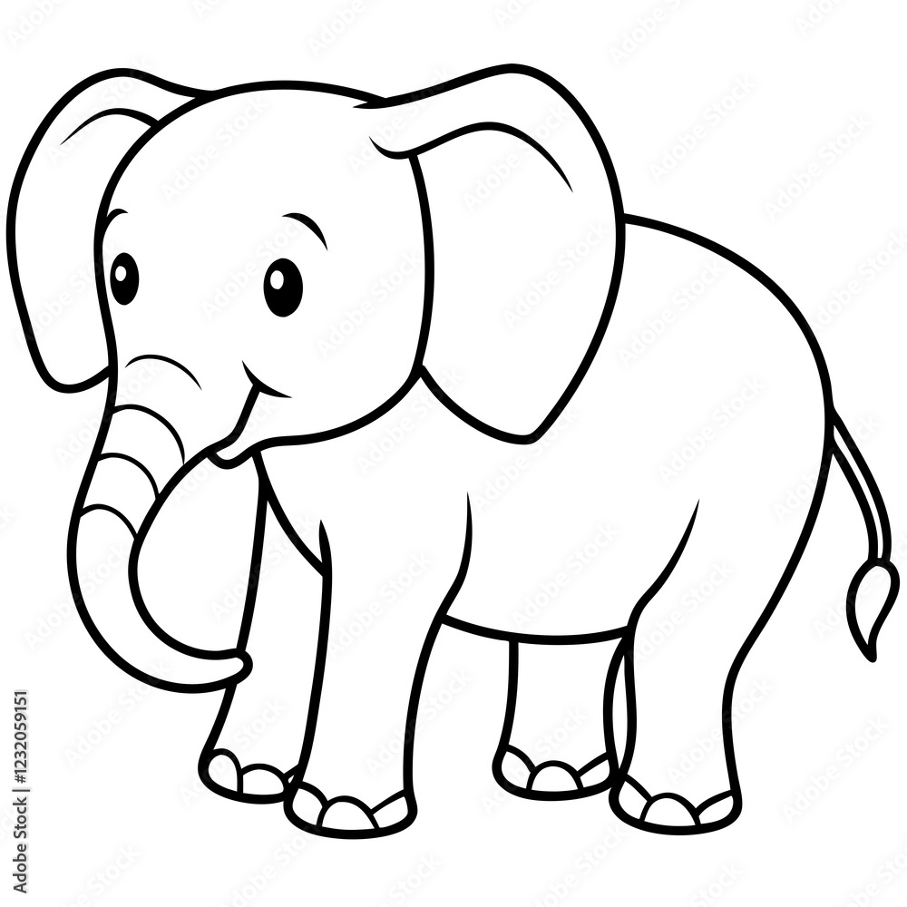 Cute Silhouette of an Elephant line art vector cartoon illustration Cute Silhouette of an Elephant line art vector cartoon illustration