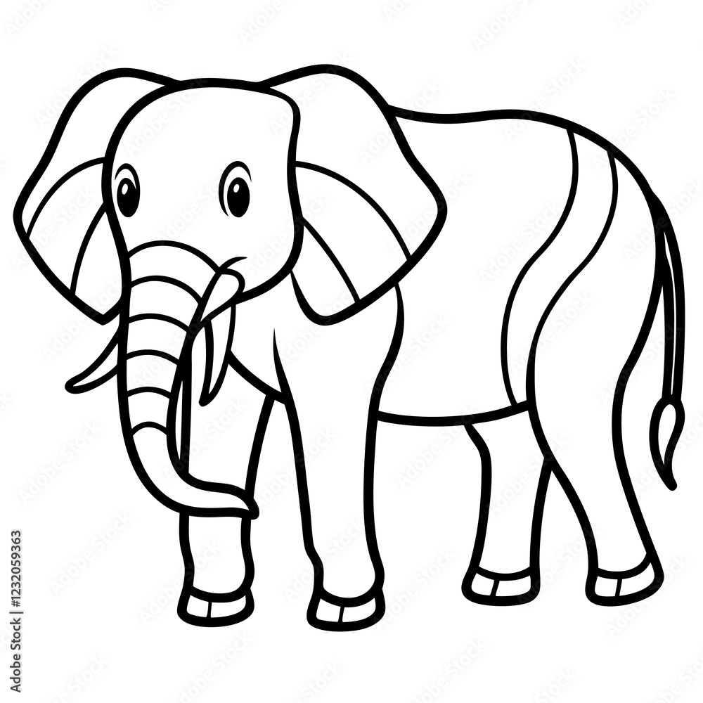 Fototapeta premium Cute Silhouette of an Elephant line art vector cartoon illustration