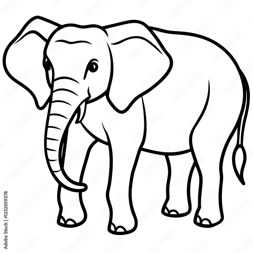 Fototapeta premium Cute Silhouette of an Elephant line art vector cartoon illustration