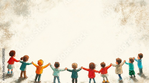 Wallpaper Mural A playful background with colorful illustrations of children playing around the borders, leaving a blank space in the middle for text, perfect for kid-themed content	 Torontodigital.ca