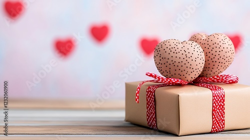 Speckled Hearts on a Rustic Gift Box for Valentine's Day