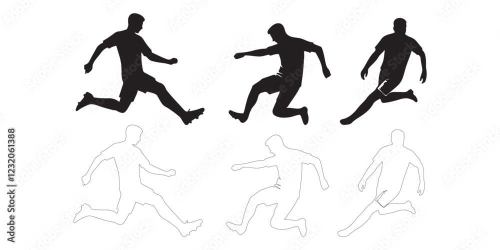 Soccer Player Silhouettes in Action Soccer Player Silhouettes in Action