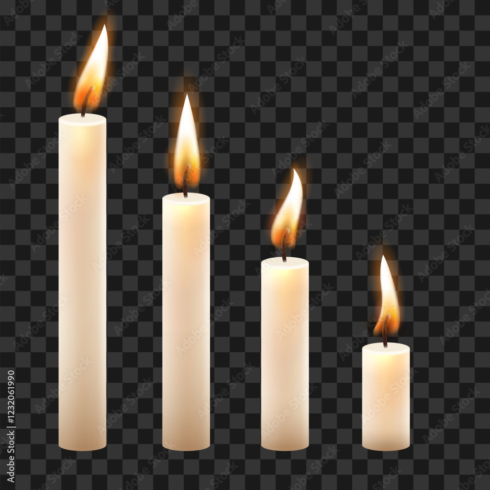 Realistic paraffin or wax burning candle Realistic paraffin or wax burning candle