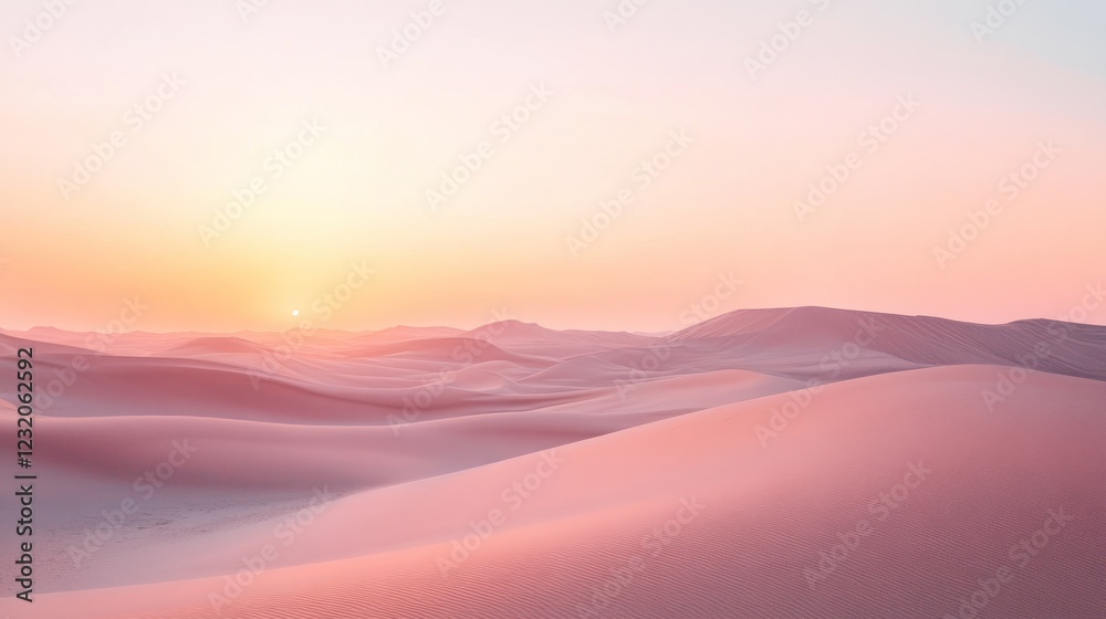 Pink Desert Sunset: Serene Dunes at Golden Hour Pink Desert Sunset: Serene Dunes at Golden Hour