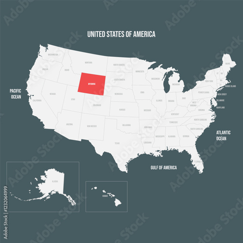 Wyoming - Red Vector Map of Wyoming