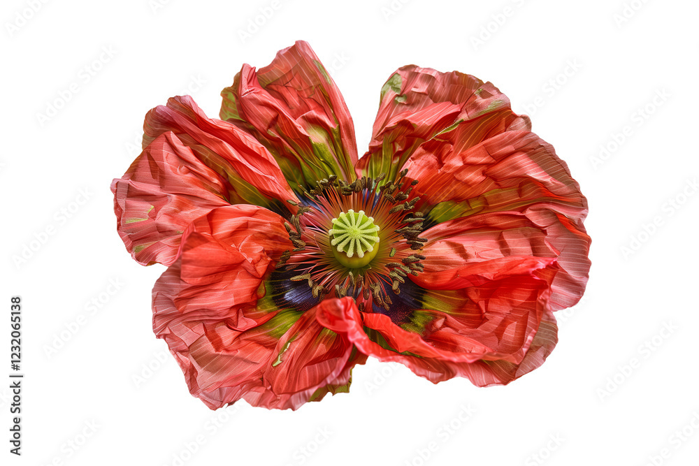 Red Poppy Flower Close Up Macro Shot, Isolated from the background Red Poppy Flower Close Up Macro Shot, Isolated from the background