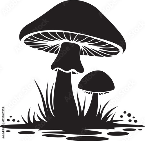 Mushroom Silhouette in Vector Art Style