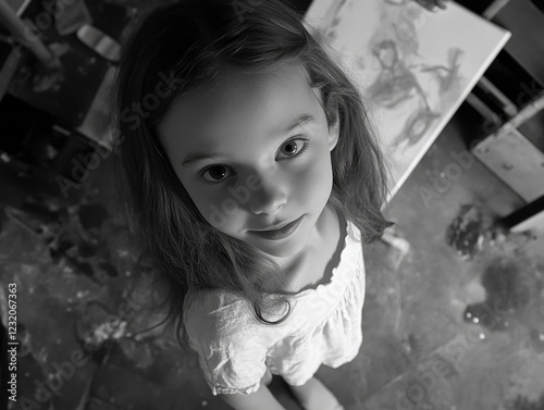 Little Girl Near Painting
