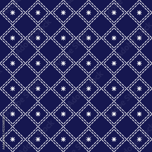 Japanese stitch embroidery Sashiko abstract artwork seamless geometric pattern printed background fabric wallpaper hand drawn line

