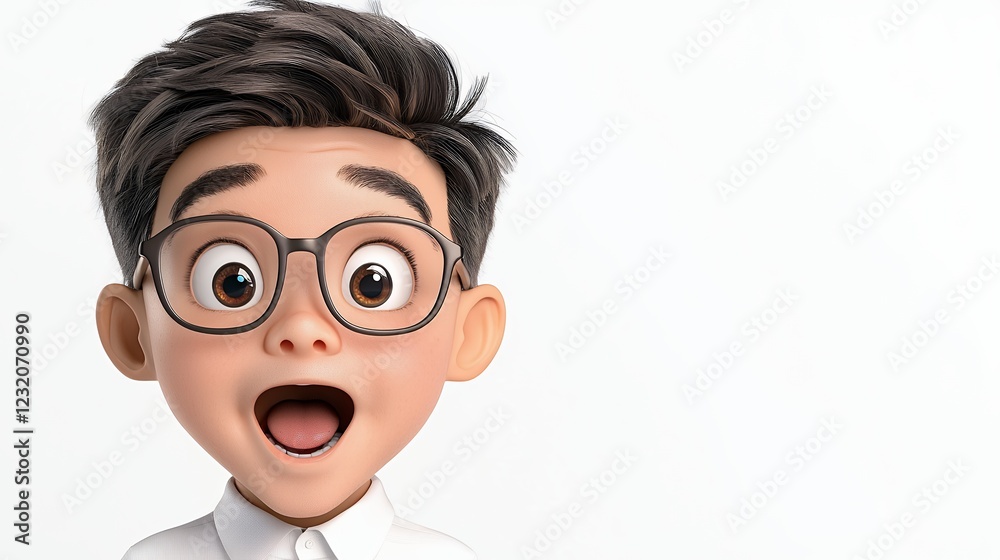 Surprised Cartoon Boy With Glasses A Joyful and Playful Illustration Surprised Cartoon Boy With Glasses A Joyful and Playful Illustration