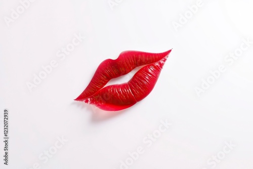 Red Lips: A Minimalist, Glossy, Romantic Artwork photo