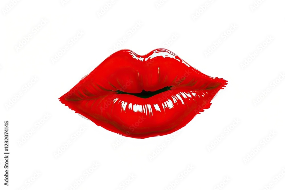 Sensuous Red Lips: A Bold, Glossy Illustration Sensuous Red Lips: A Bold, Glossy Illustration
