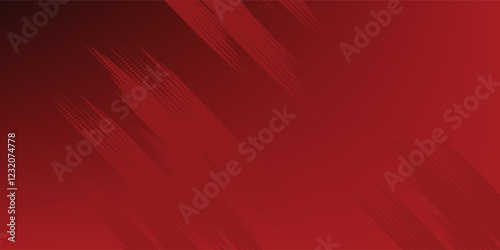 Red diagonal geometric shape with halftone. Modern fiber textured vector