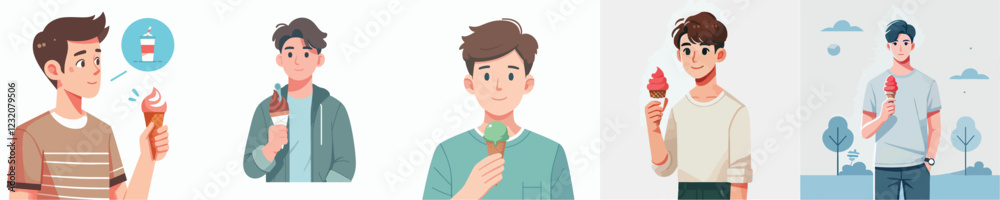 vector of a young man holding an ice cream vector of a young man holding an ice cream