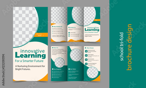 Kids back to school education admission trifold brochure template, school trifold brochure design, kids academy brochure template