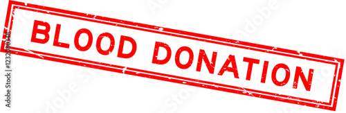 Grunge red blood donation word square rubber seal stamp on white bacckground