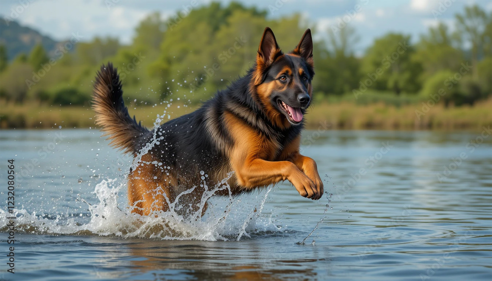 german shepherd dog running, German Shepherd Running Through Water german shepherd dog running, German Shepherd Running Through Water