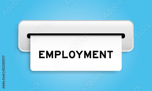 White coupon banner with word employment from machine on blue color background
