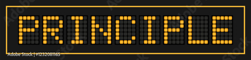 Orange color led banner in word principle on black background