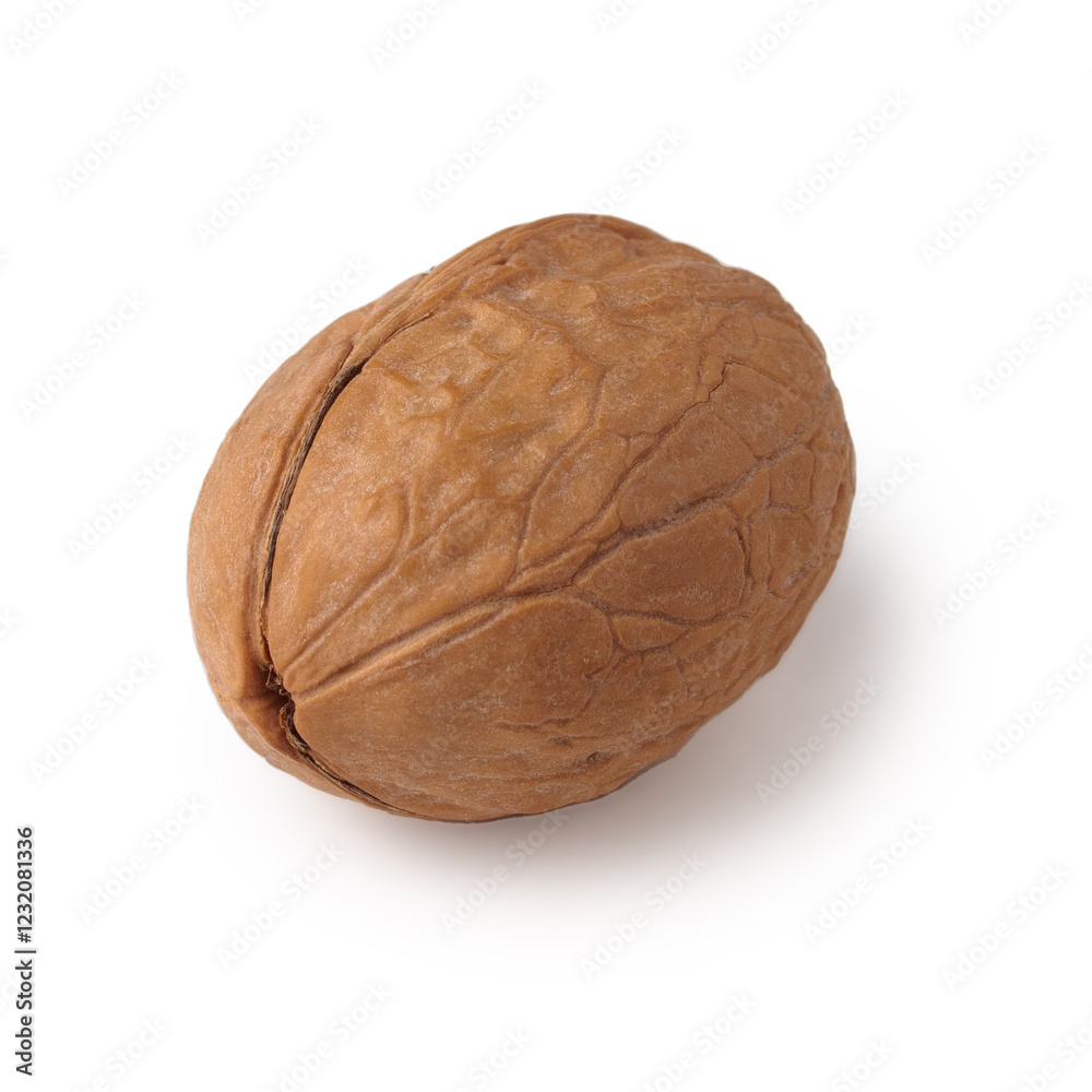 Natural walnut shells resting on a clean surface, showcasing their rustic texture and form Natural walnut shells resting on a clean surface, showcasing their rustic texture and form