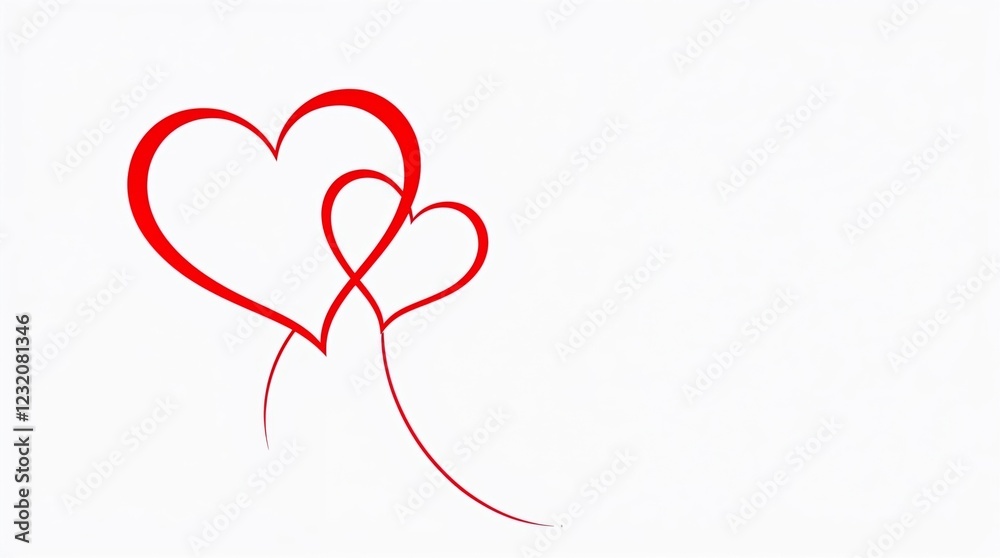Intertwined red hearts on white background Intertwined red hearts on white background