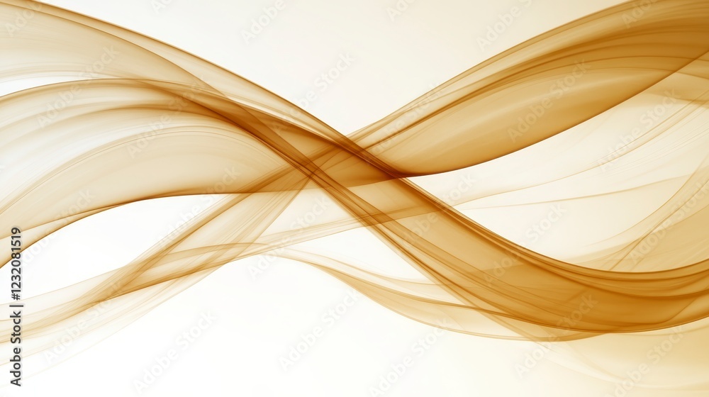 Abstract illustration of flowing, translucent brown waves on a white background. The waves create an infinity symbol, suggesting concepts of Abstract illustration of flowing, translucent brown waves on a white background. The waves create an infinity symbol, suggesting concepts of
