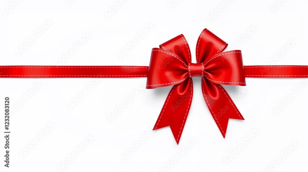 Elegant red ribbon bow on white background Elegant red ribbon bow on white background