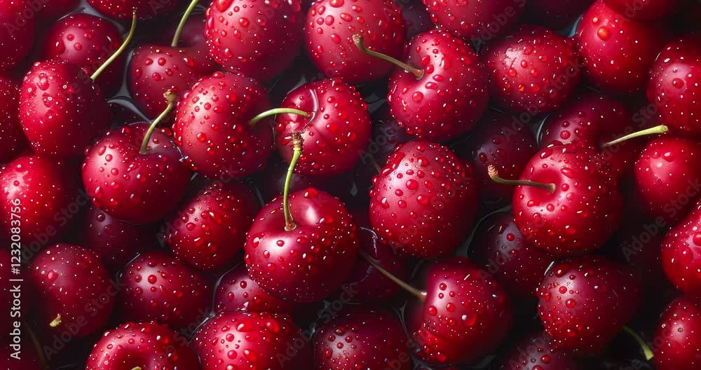 fresh red cherries close-up ripe juicy vibrant color high-definition ...