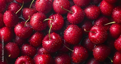 fresh red cherries close-up ripe juicy vibrant color high-definition natural sweet texture