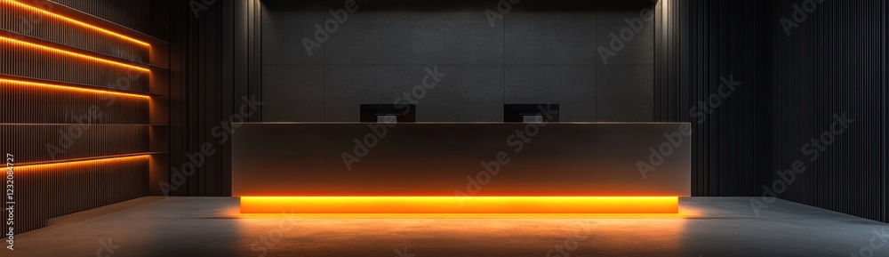 Modern Reception Desk with Warm Lighting Design Modern Reception Desk with Warm Lighting Design